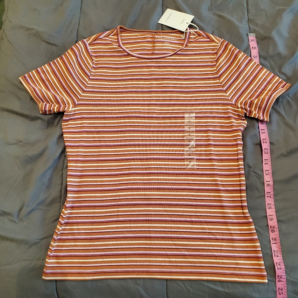 Free Assembly Rib Knit Striped Top (XL)